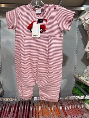 Red Truck Americana Squiggles by Charlie Romper